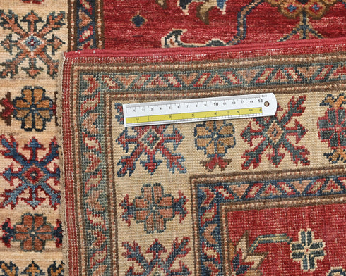14 Feet Red Kazak Afghan Hand Knotted Wool Runner Rug